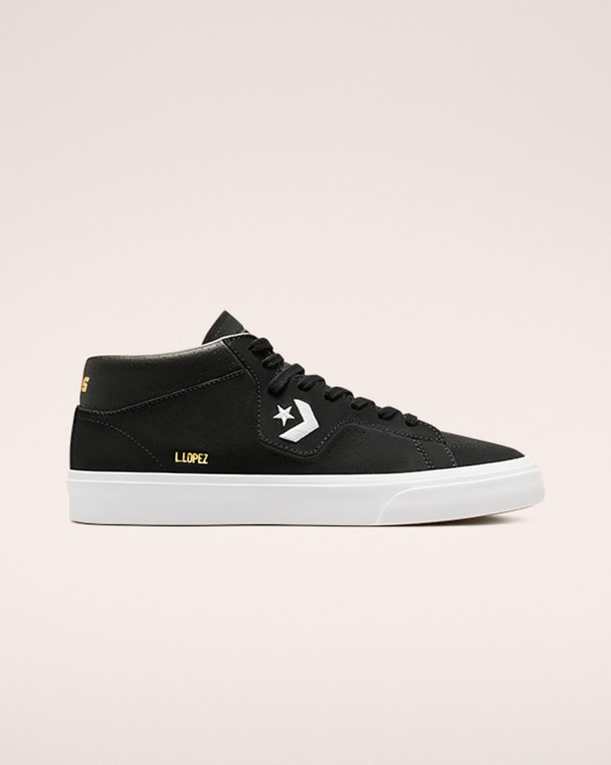 Men\'s Converse CONS Louie Lopez Pro Mid Skate Shoes Black / White | AU 8C459I